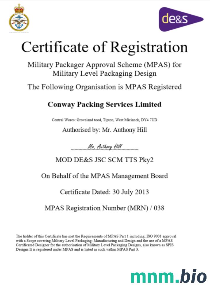 USA mPas vcertyfikat of business registration Word i szablon PDF